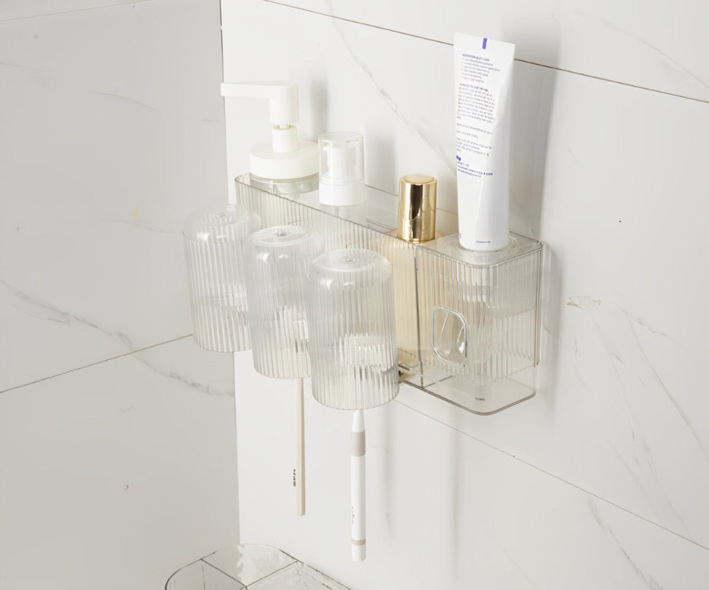 Soporte organizador de baño con vaso