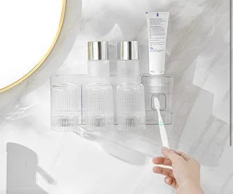 Soporte organizador de baño con vaso